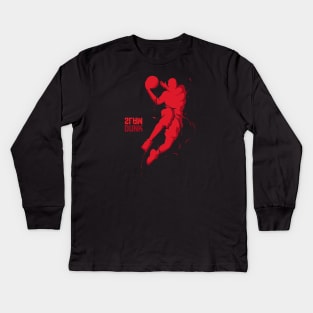 Red Slam Dunk (Upside Down) Kids Long Sleeve T-Shirt